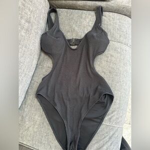 H&M Black Bodysuit with Scoop Neckline and High Cut